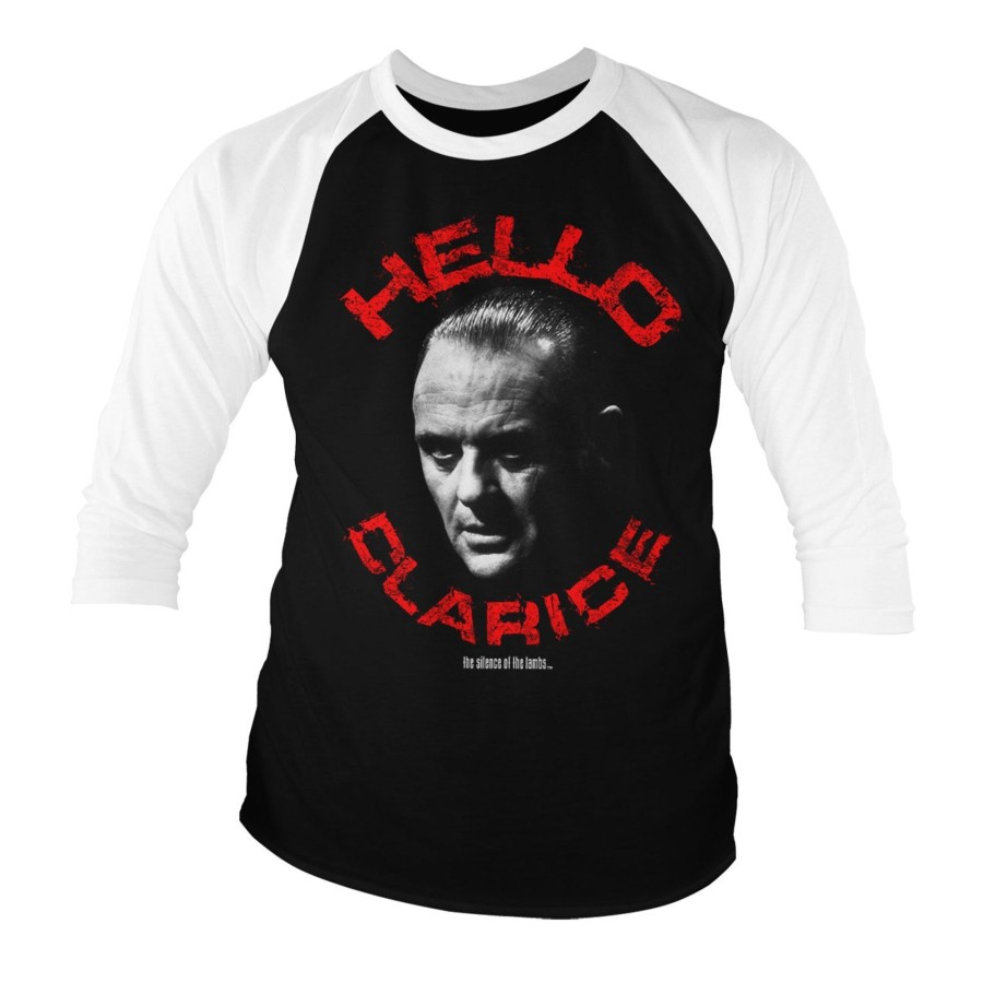Mann Shirtstore | Silence Of The Lambs - Hello Clarice Baseball 3/4 Sleeve Tee White-Black