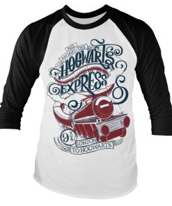 Mann Shirtstore | All Aboard The Hogwarts Express Baseball Long Sleeve Tee White-Black