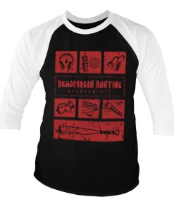 Mann Shirtstore | Demogorgan Hunter Starter Kit Baseball 3/4 Sleeve Tee Whiteblack