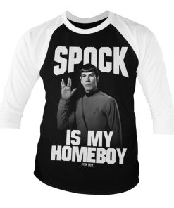 Mann Shirtstore | Spock Is My Homeboy Baseball 3/4 Sleeve Tee White-Black