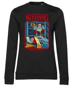 Kvinna Shirtstore | Santa Sees You Girly Sweatshirt Black