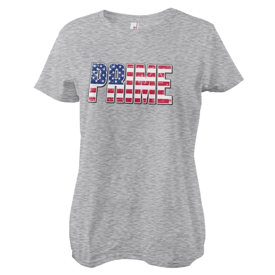 Kvinna Shirtstore | Prime Us Flag Girly Tee Heathergrey