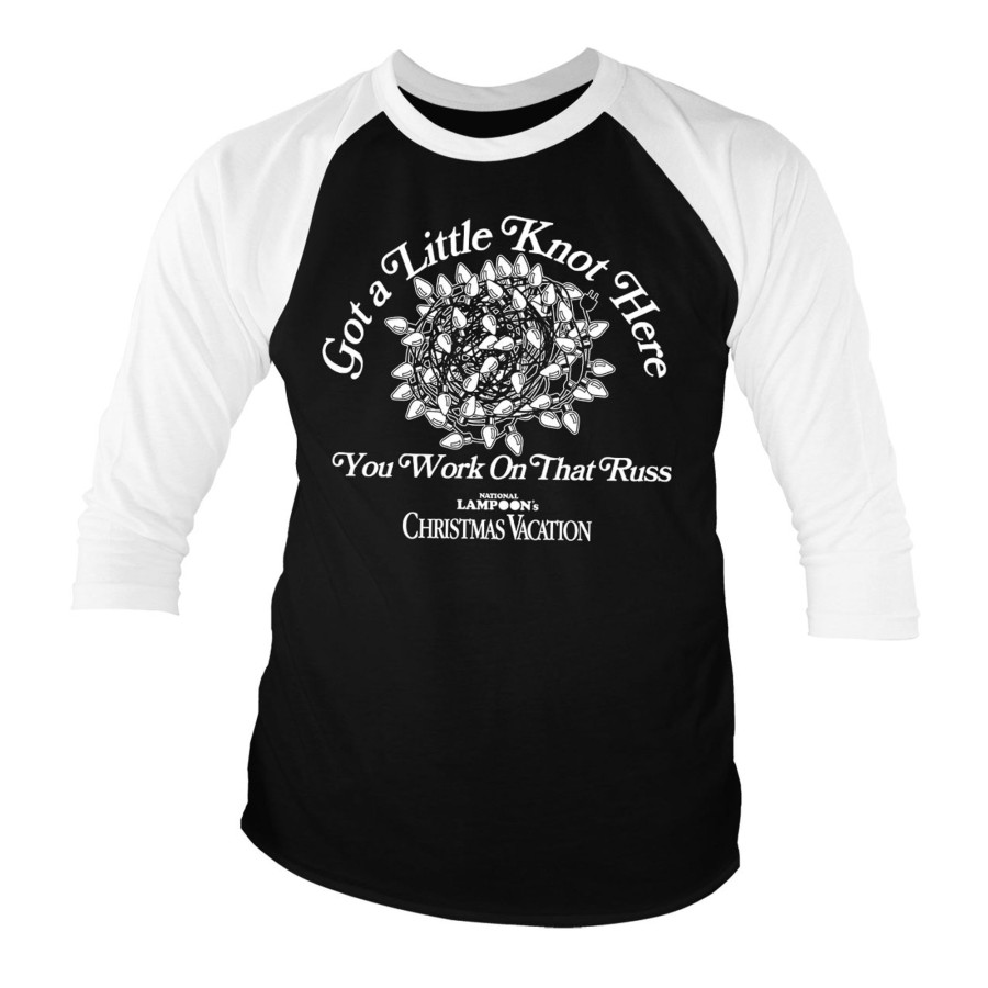 Mann Shirtstore | Got A Little Knot Here Baseball 3/4 Sleeve Tee White-Black