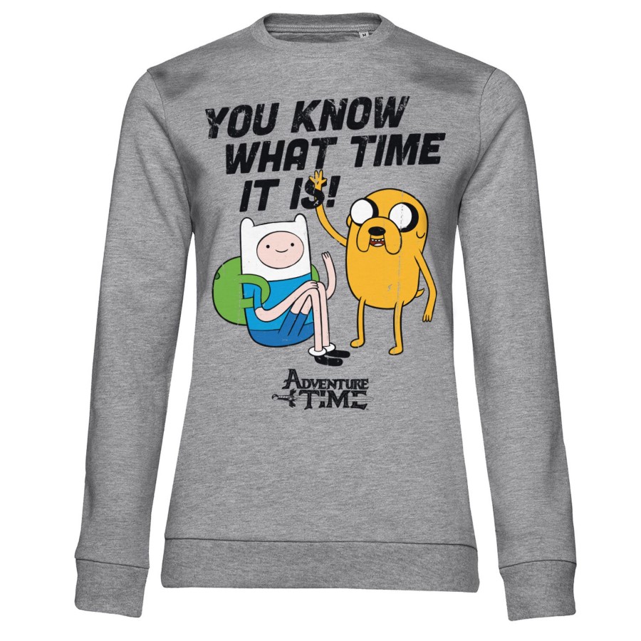 Kvinna Shirtstore | It'S Adventure Time Girly Sweatshirt Heathergrey