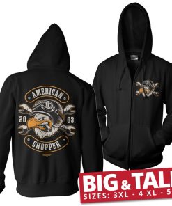 Mann Shirtstore | American Chopper - Cigar Eagle Big & Tall Zipped Hoodie Black