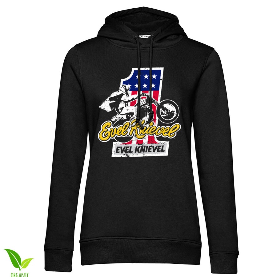 Kvinna Shirtstore | Evel Knievel No. 1 Girls Hoodie Black