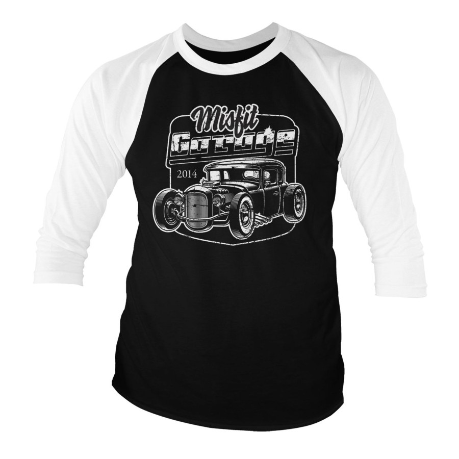 Mann Shirtstore | Misfit Garage Rod Baseball 3/4 Sleeve Tee White-Black
