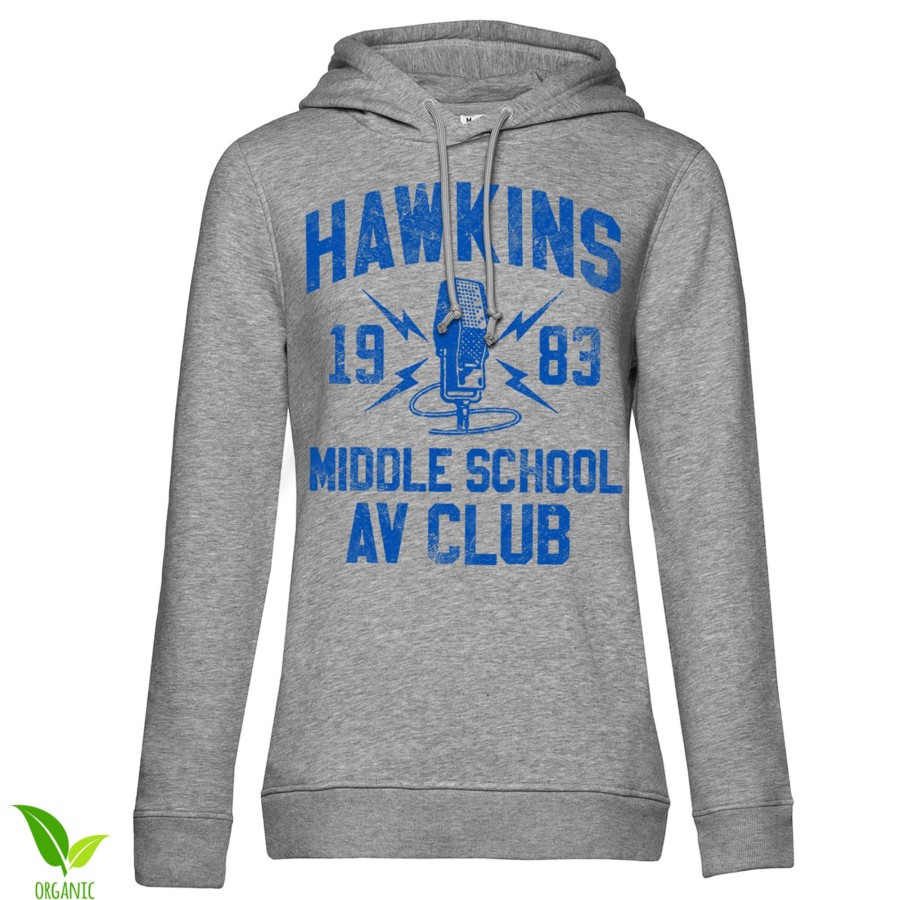 Kvinna Shirtstore | Hawkins 1983 Middle School Av Club Girls Hoodie Heathergrey
