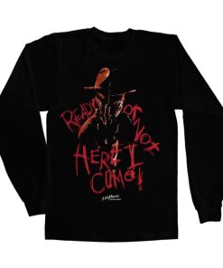 Mann Shirtstore | A Nightmare On Elm Street - Here I Come Long Sleeve Tee Black