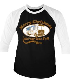 Mann Shirtstore | Shitter Was Full Organic Baseball 3/4 Sleeve Tee White-Black