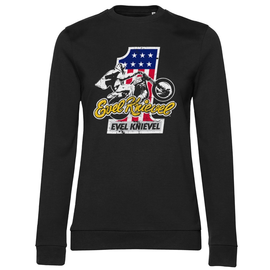 Kvinna Shirtstore | Evel Knievel No. 1 Girly Sweatshirt Black