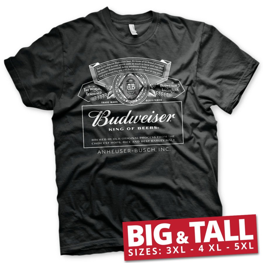 Mann Shirtstore | Budweiser White Logo Big & Tall T-Shirt Black