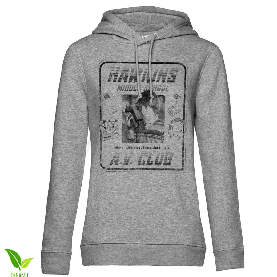 Kvinna Shirtstore | Hawkins A.V. Club Girls Hoodie Heathergrey