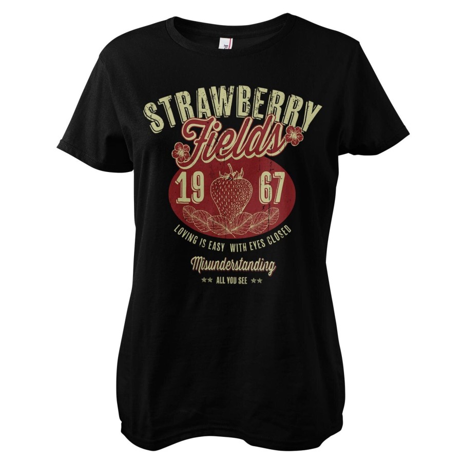 Kvinna Shirtstore | Strawberry Fields Girly Tee Black