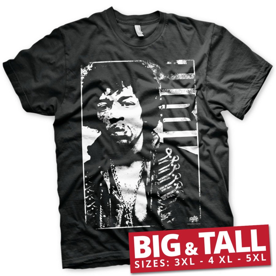 Mann Shirtstore | Jimi Hendrix Distressed Big & Tall T-Shirt Black
